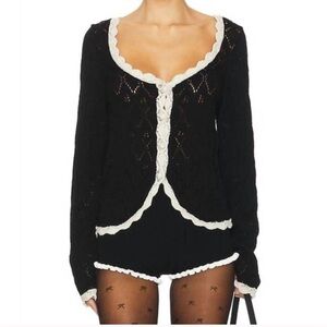 Free People Adelene Crochet Cardigan Coquette Sweater